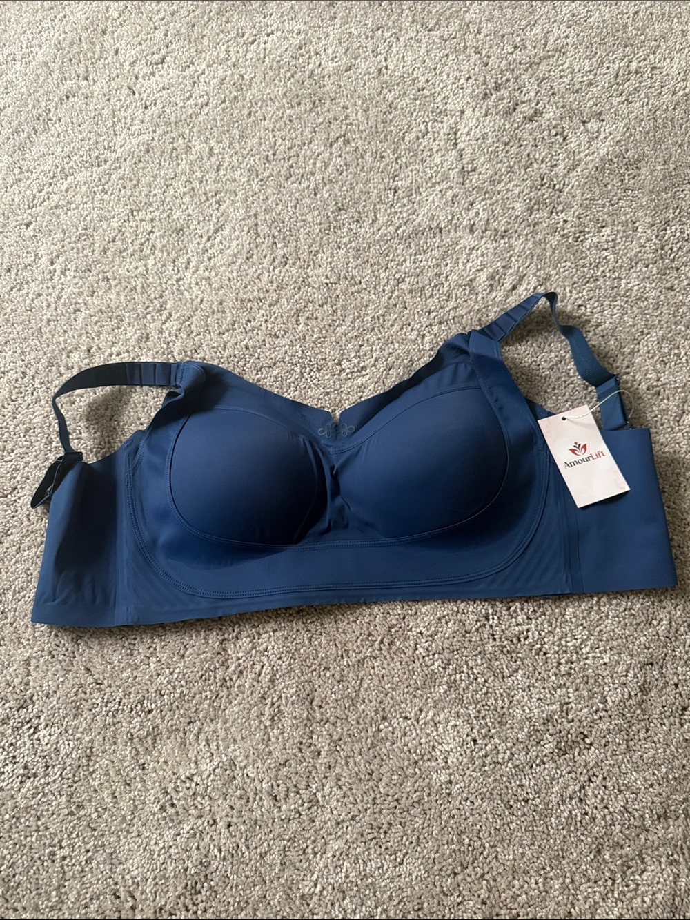 Navy Support Bra with Molded Cups
